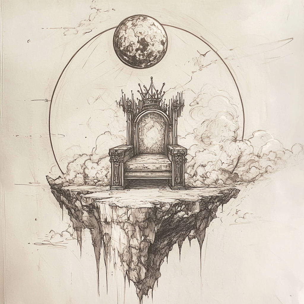 Heavenly Throne Tattoo Sketch Earth View Minimalistic 