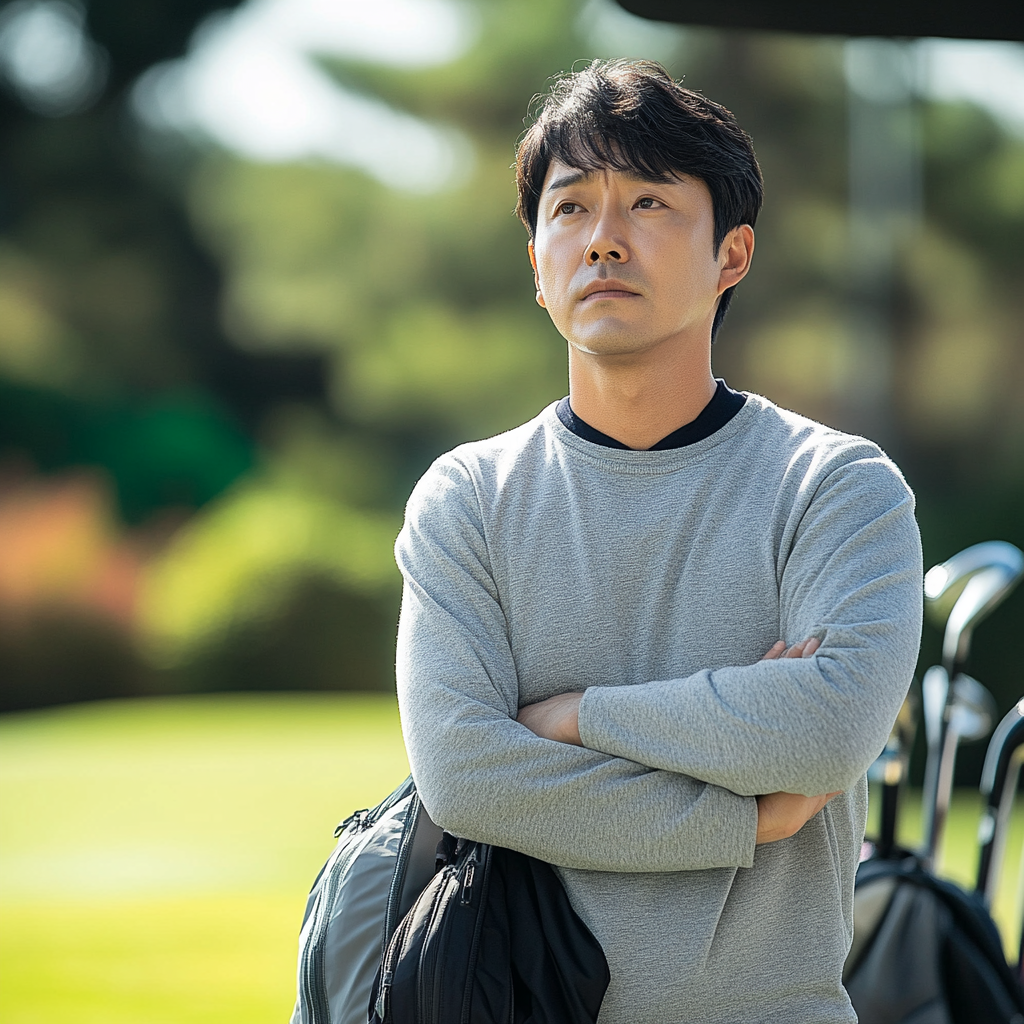 Hesitant 40s Korean Male at Golf Course