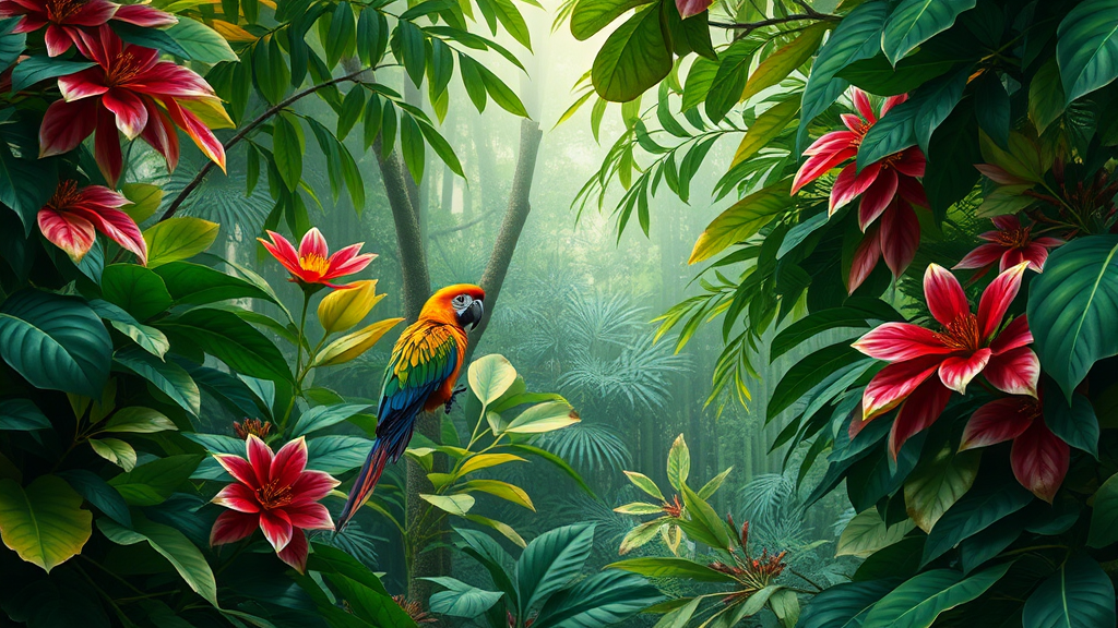 High-Resolution Forest Image with Birds and Leaves