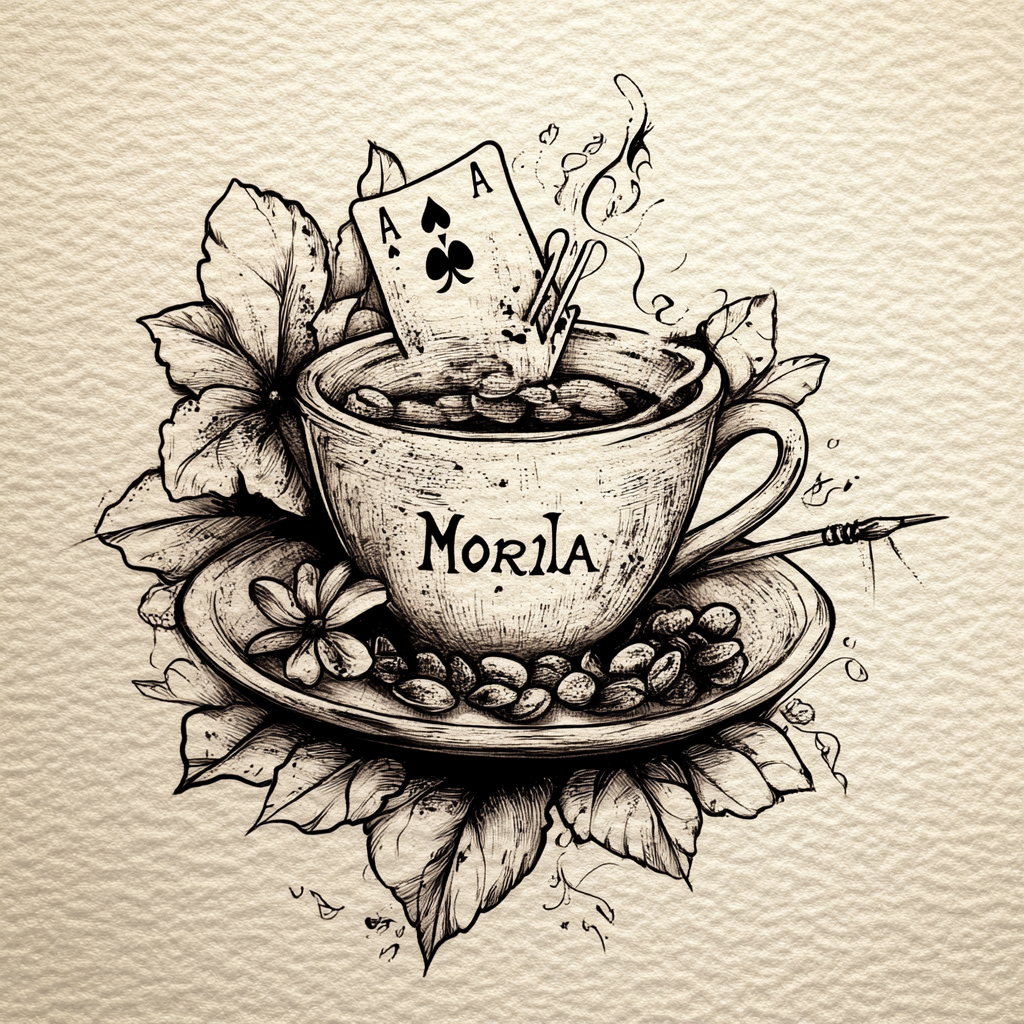 High Resolution Tattoo Design with Tea Cup and Norma