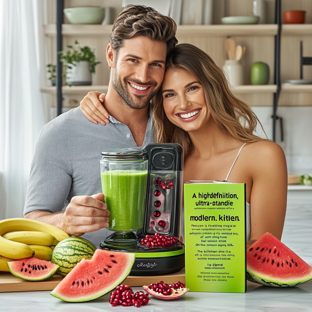 High-definition image of attractive couple in modern kitchen.