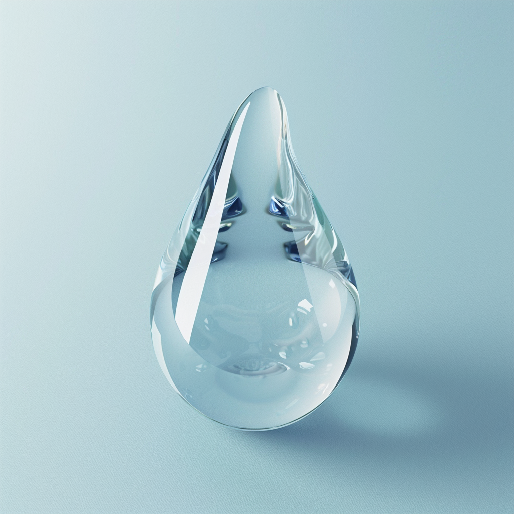 High-definition image of large water droplet, detailed reflections.