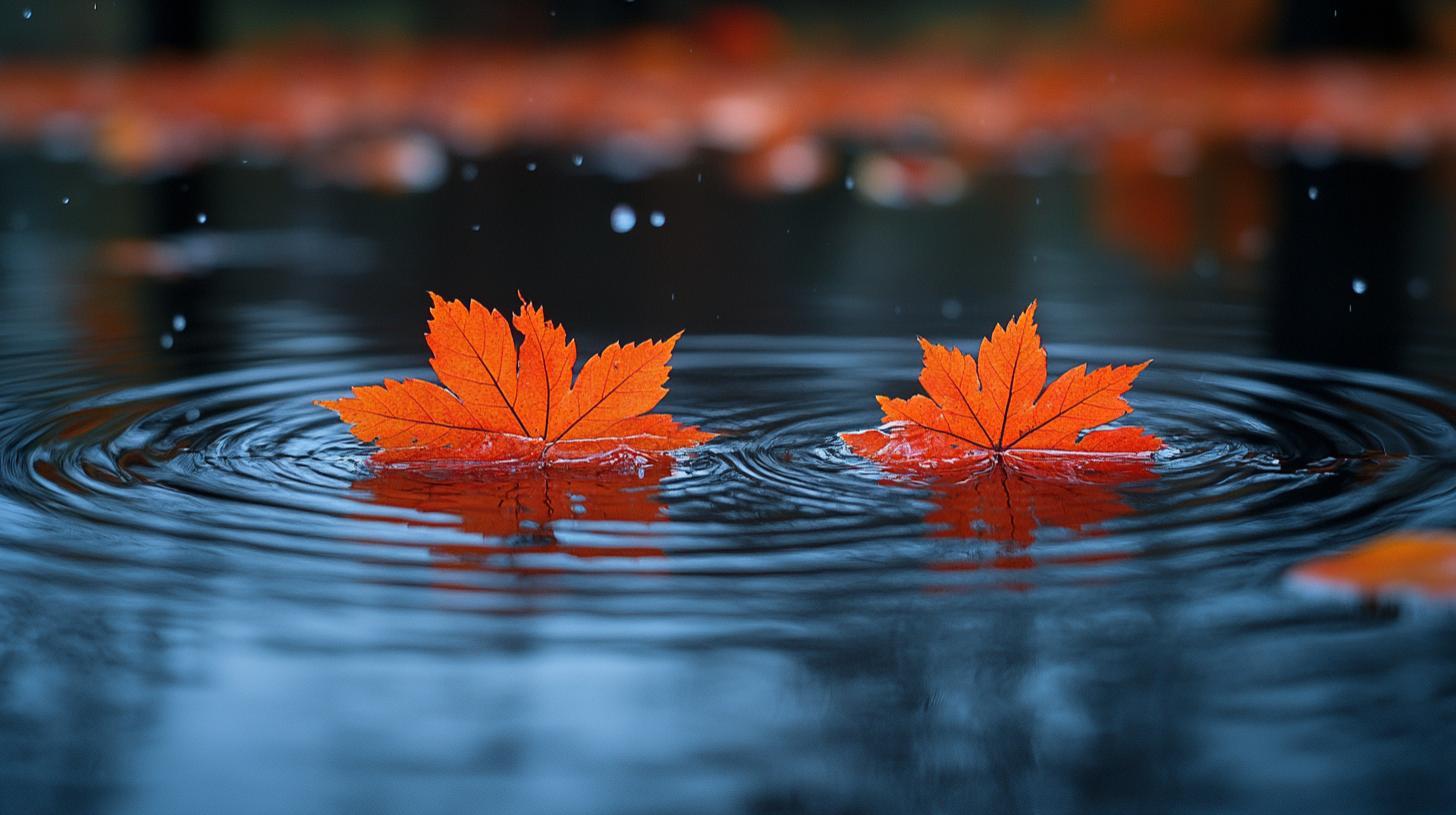 High-definition macro photography of red maple leaves.