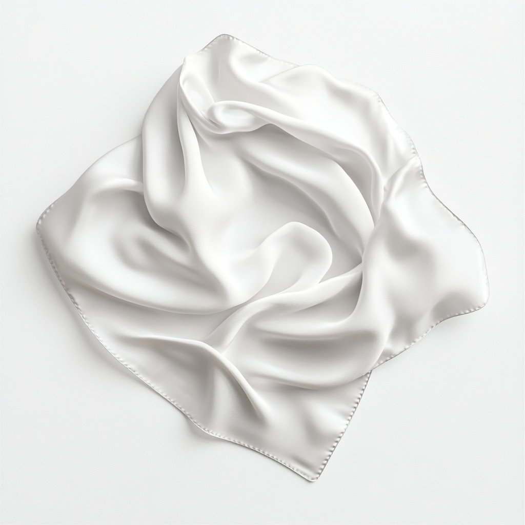 High-detail white silk scarf on clean background