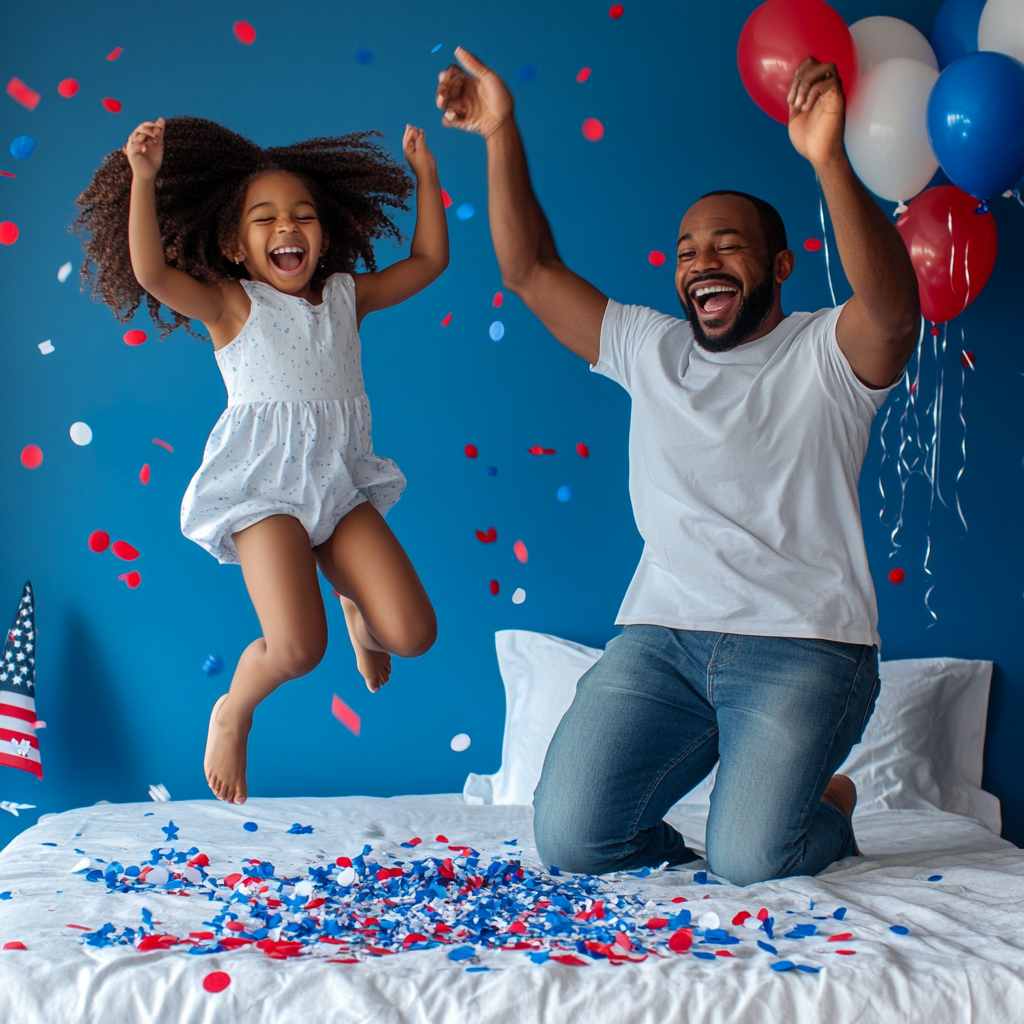 High quality 8k photo of happy father-daughter moment.