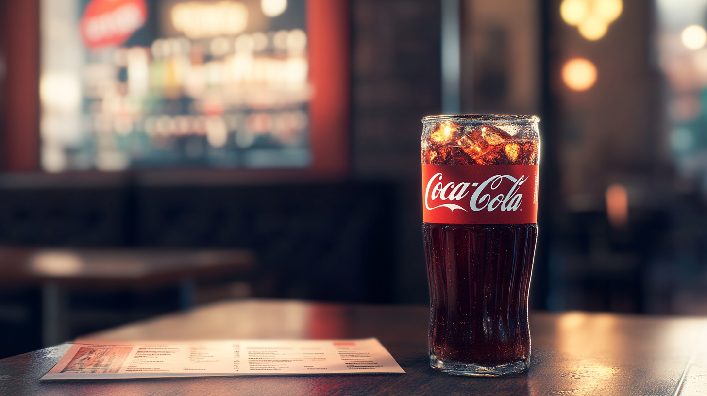 High-quality photo of Coca Cola menu on table.