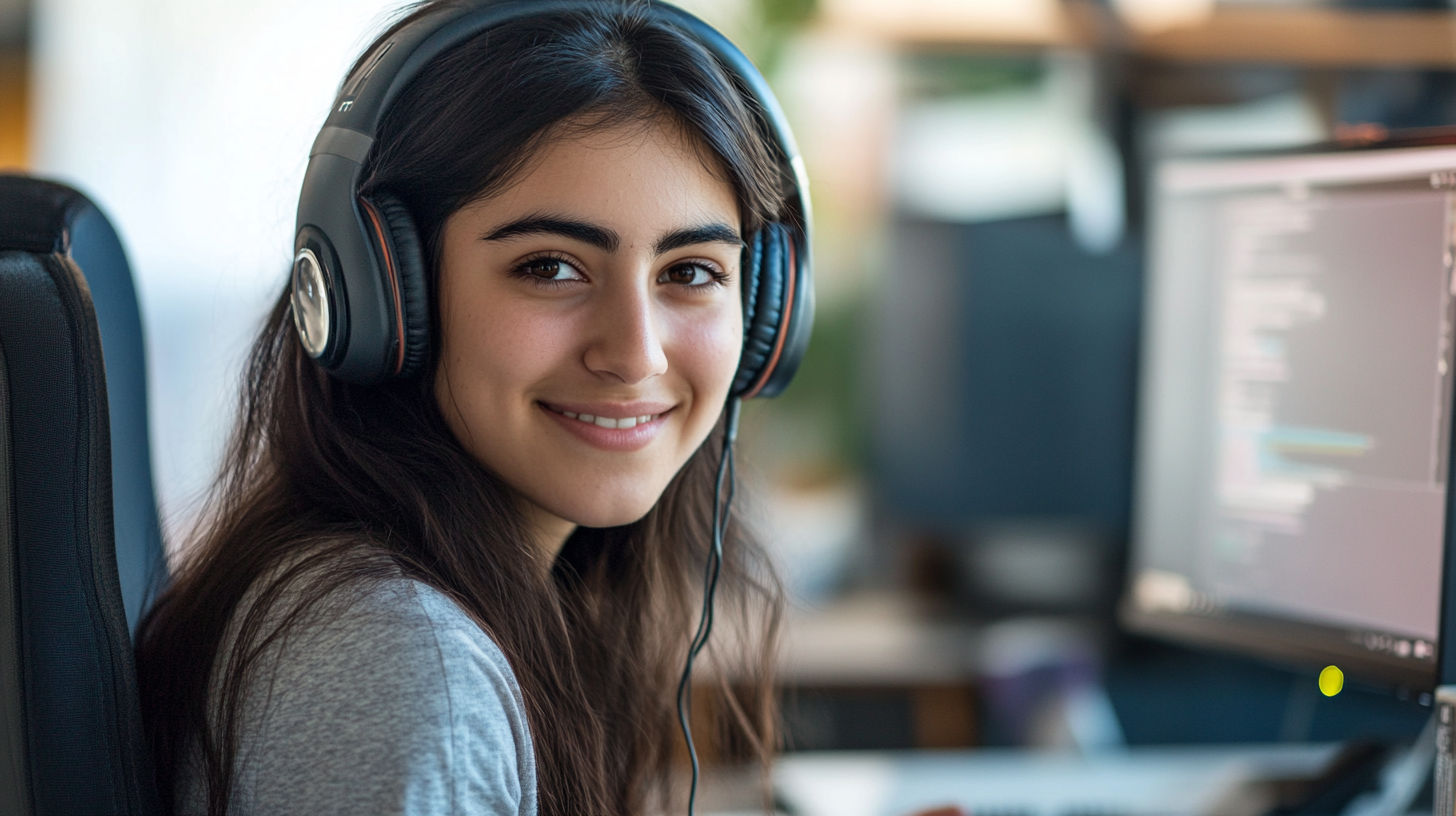 High quality photo of smiling attractive 23-year-old female.