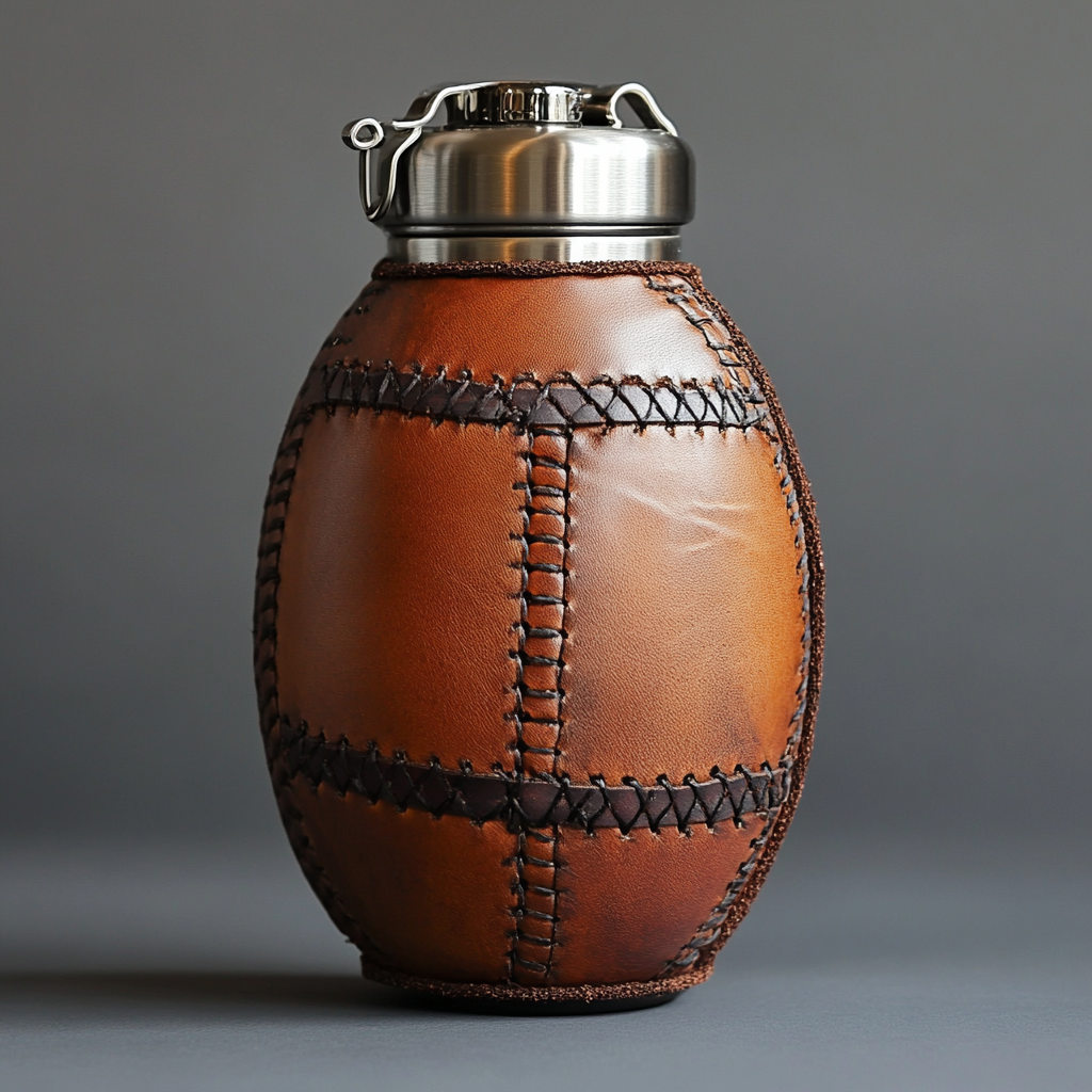 High quality rugby ball shaped stainless steel bottle.