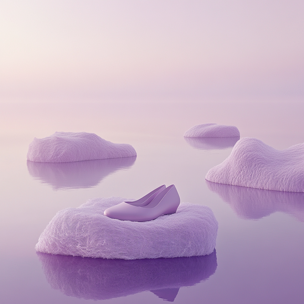 High-quality serene photo with mauve elements and shoe.