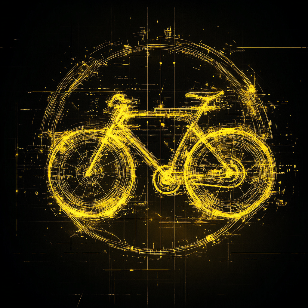 High-res image of running bicycle in yellow & black.