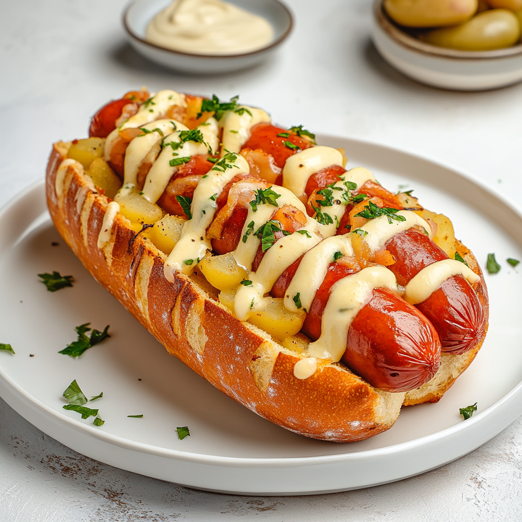 High resolution image of Potato Hotdog-bread with mozzarella cheese.