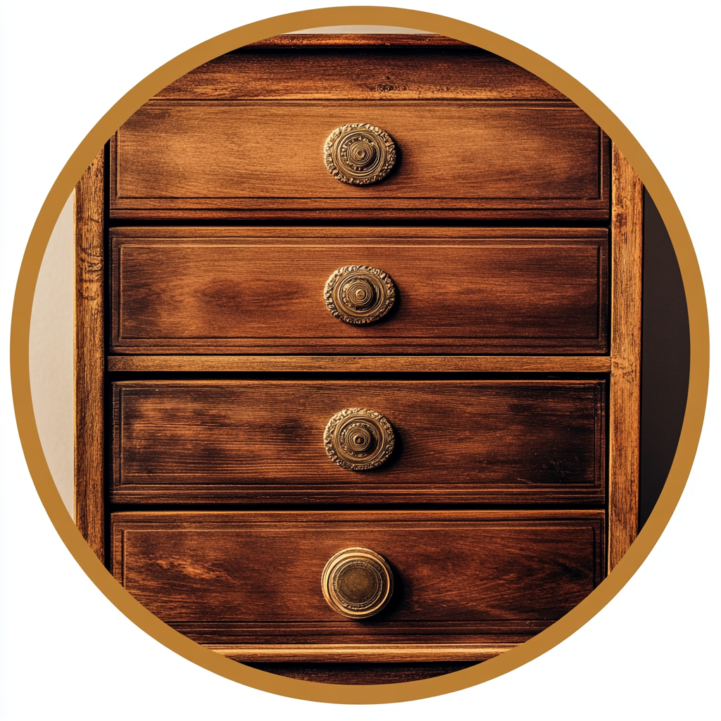 High-resolution image of chest of drawers with frame.