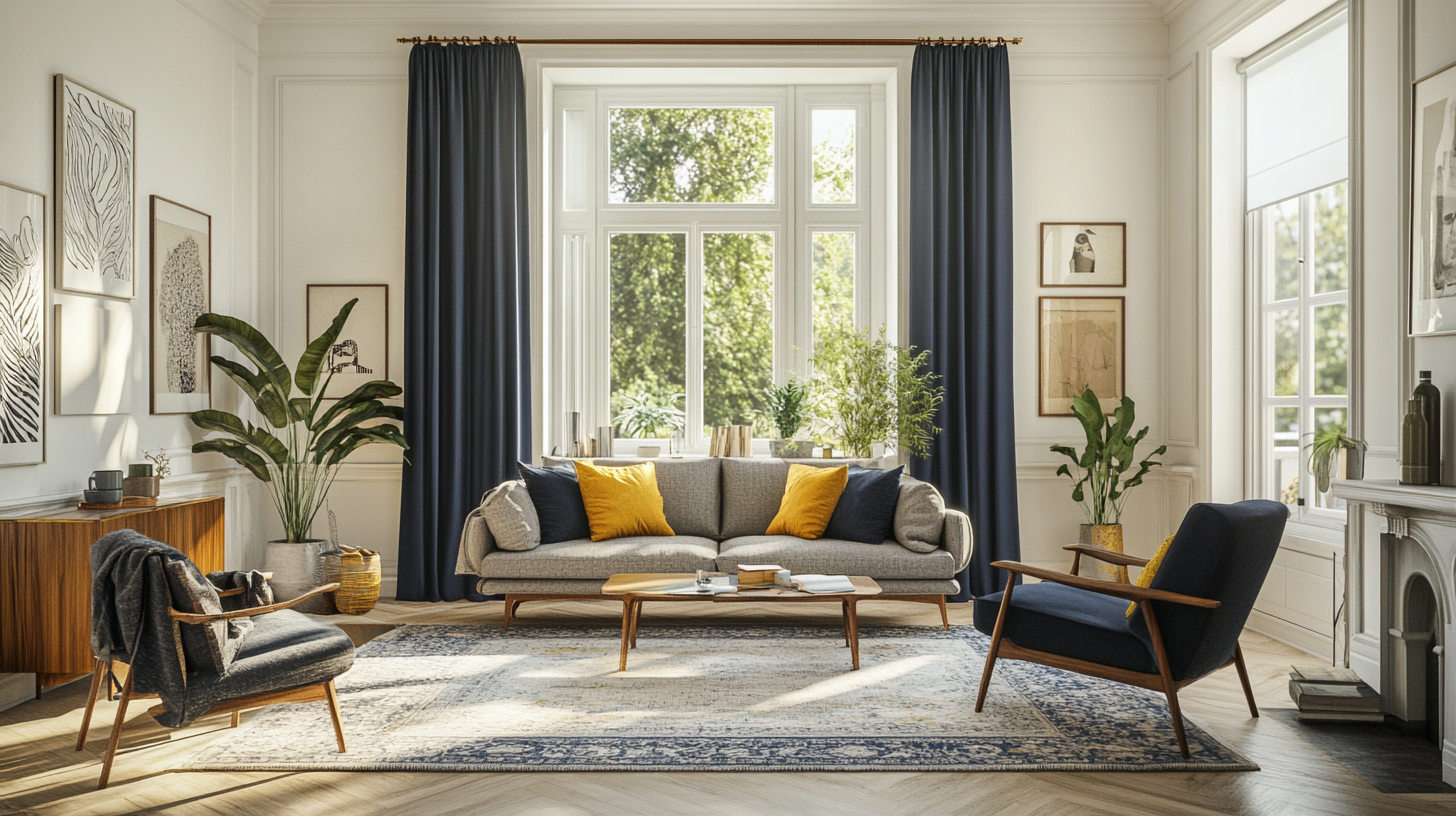 High resolution image of mid-century modern living room