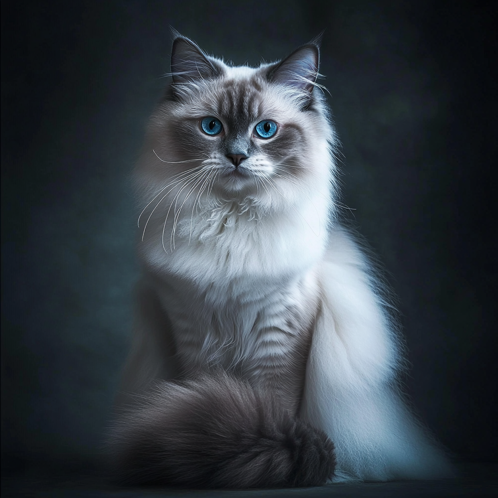 High resolution photo of cute Ragdoll cat.