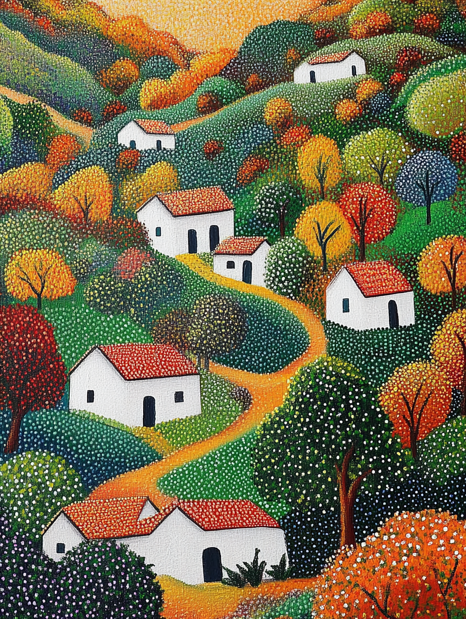 Hills of Brazil with Colorful Houses in Autumn