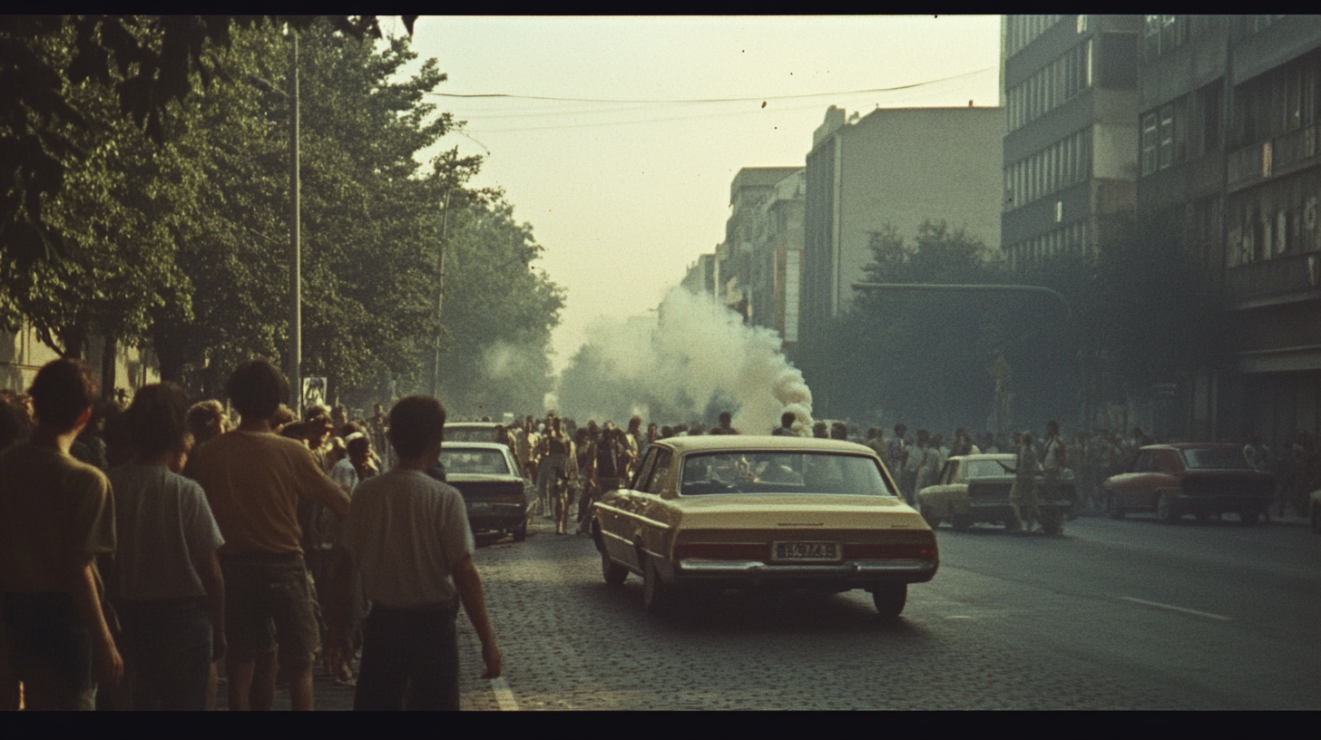 Hippie Celebration on East Berlin Street in 70s