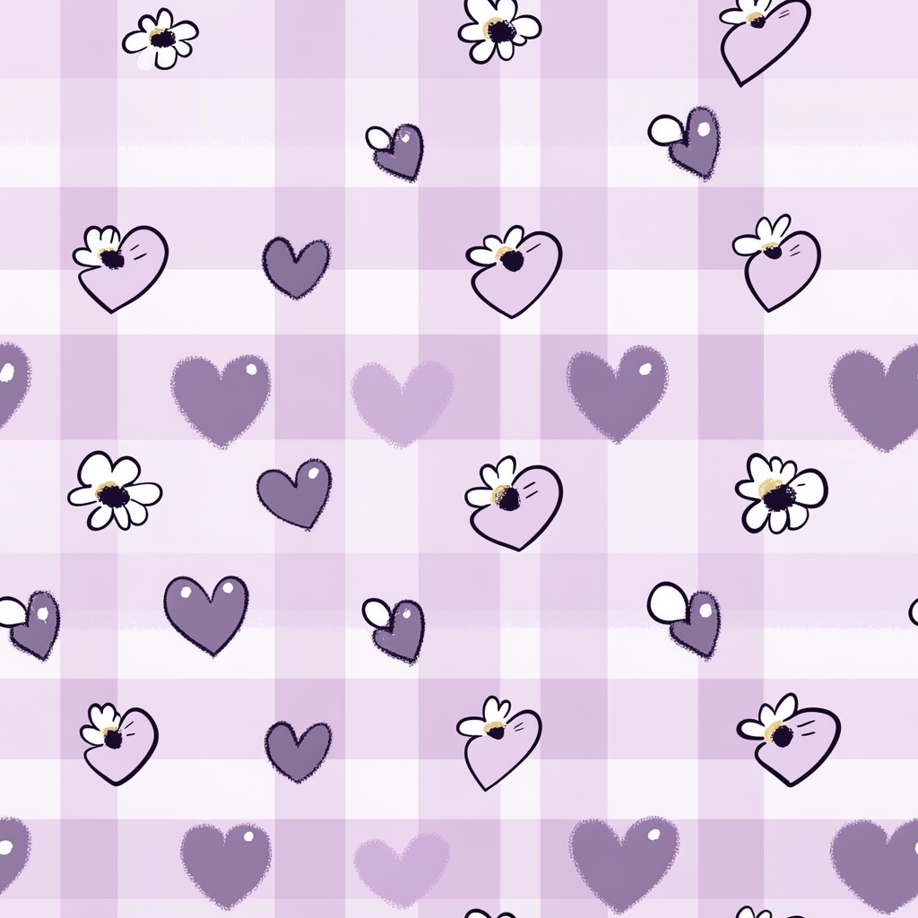 Houndstooth Hazelberry Hearts Flowers Seamless Pattern Vector Illustration