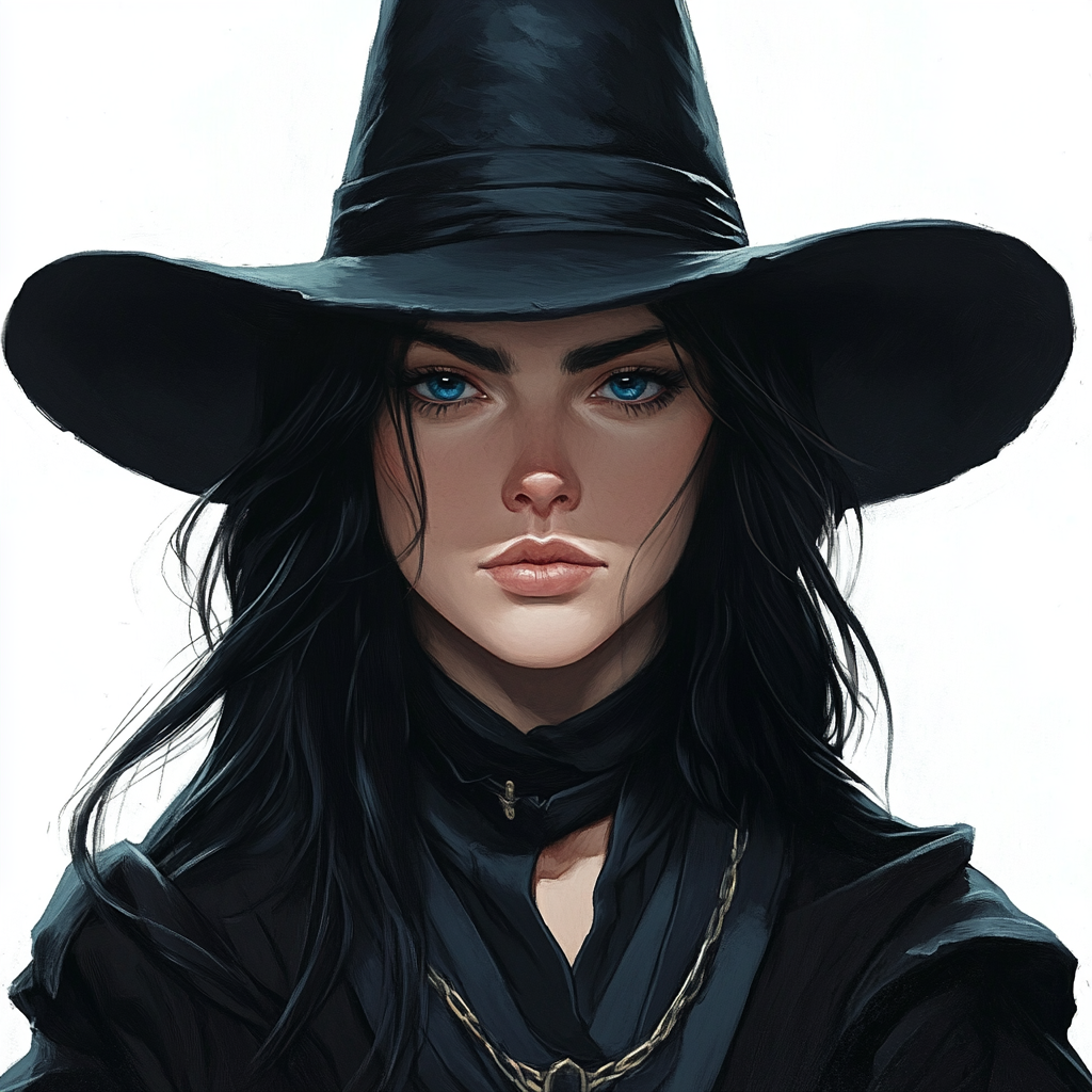 Human rogue with puritan hat and black clothing art.