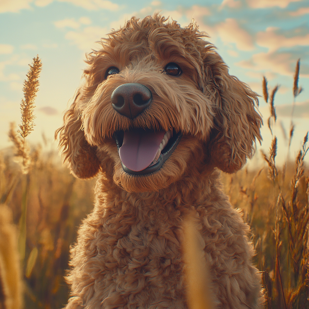 Hyper Realistic Golden Doodle with Beautiful Hair