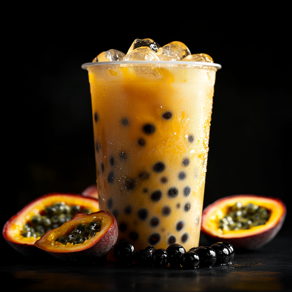 Hyper-realistic 16K Photo Passion Fruit Iced Tea