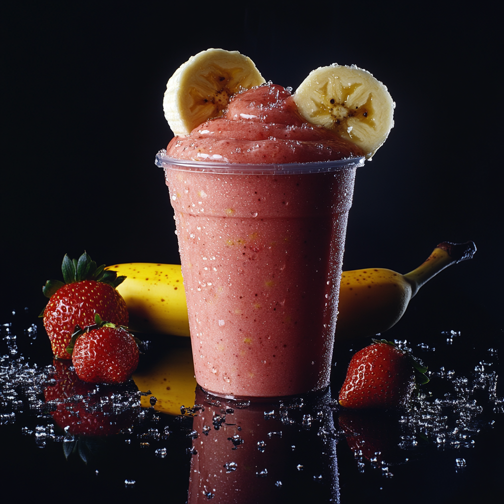 Hyper-realistic 16K Strawberry Banana Smoothie Photo 