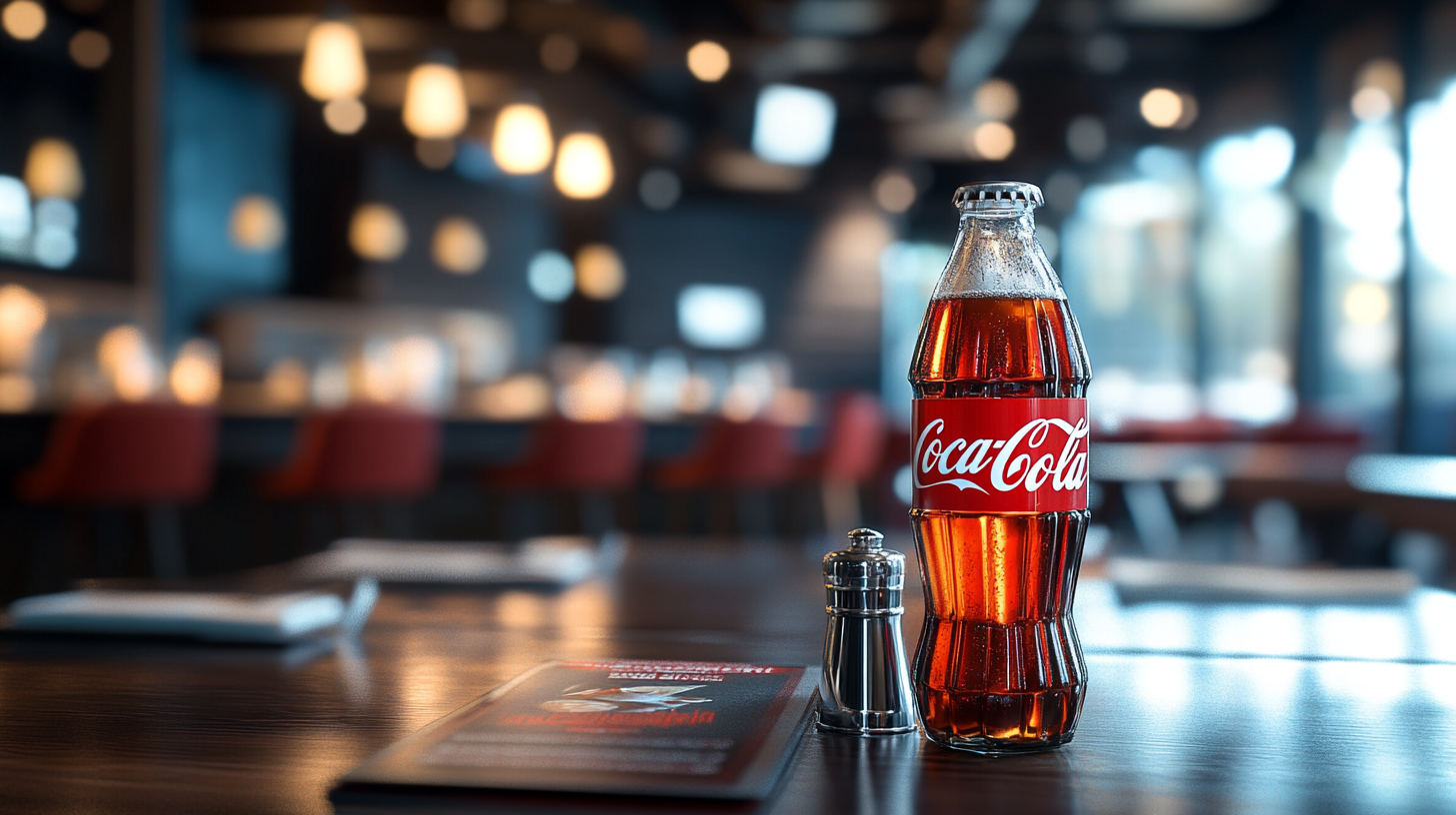 Hyper realistic photo of gastronomy forum with Coca Cola.