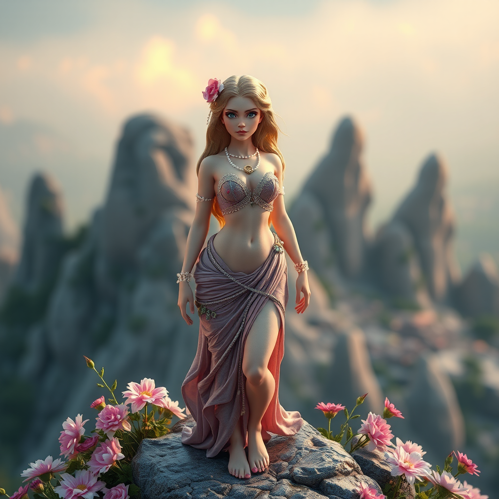 Hyperrealistic Aphrodite Greek Goddess Isometric Tiltshift Claymation