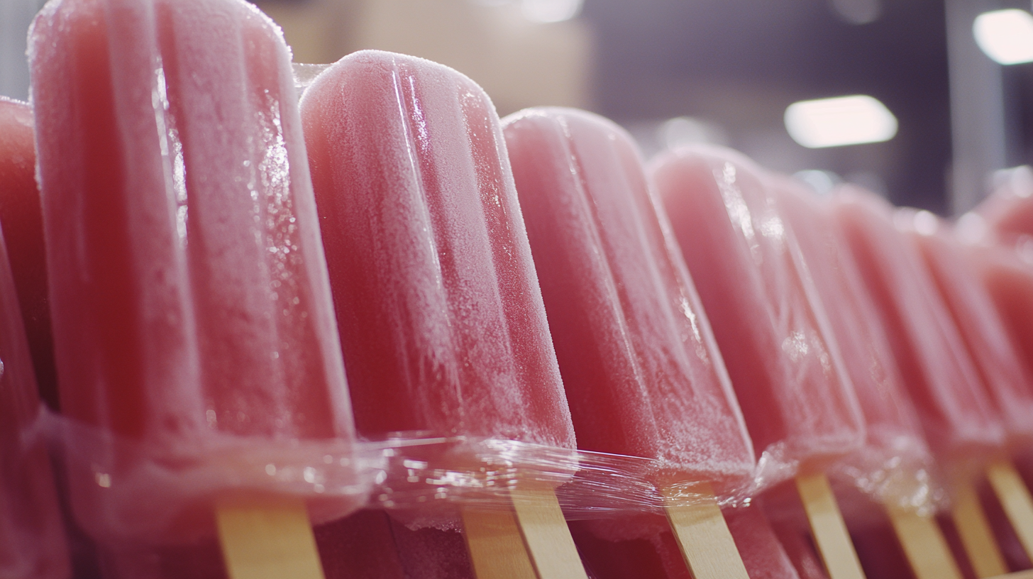 Ice lollies packed and delivered in 4k documentary.