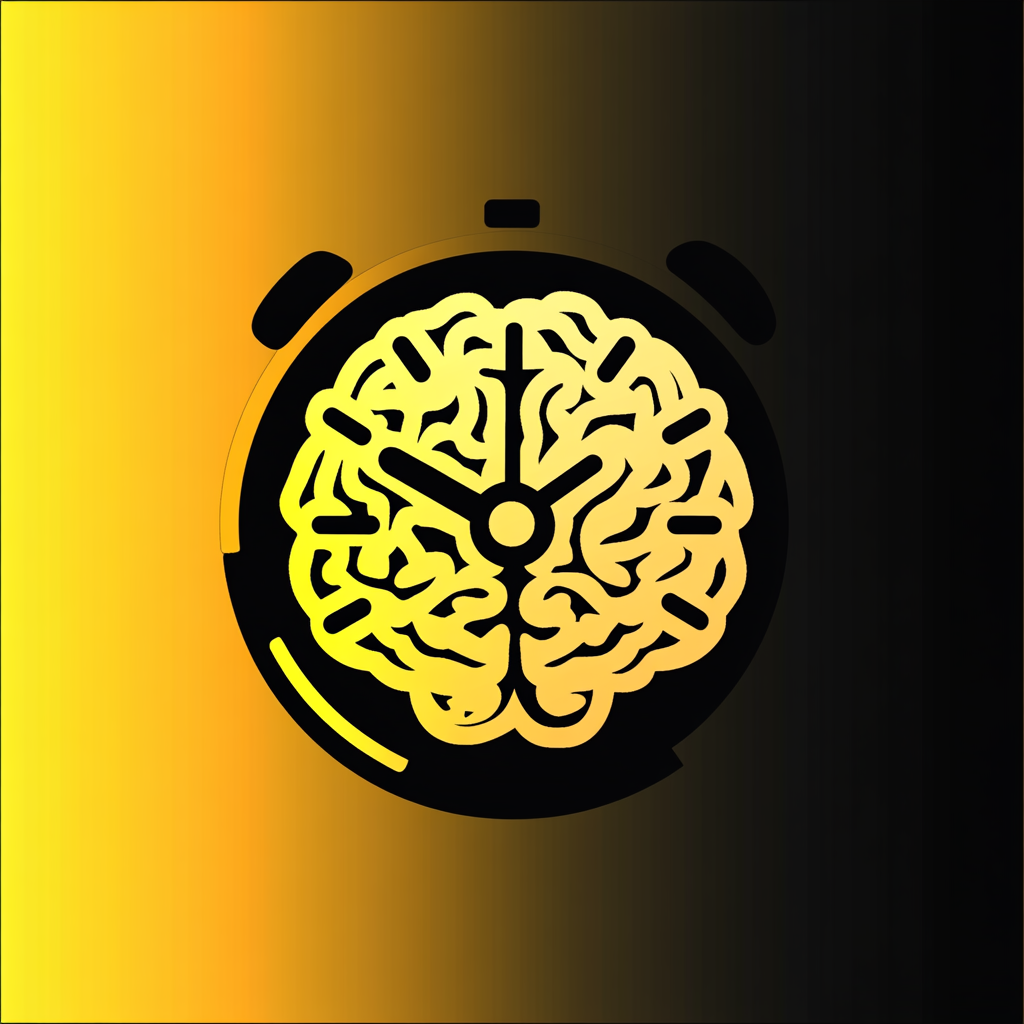 Icon of brain and clock in gradient color.