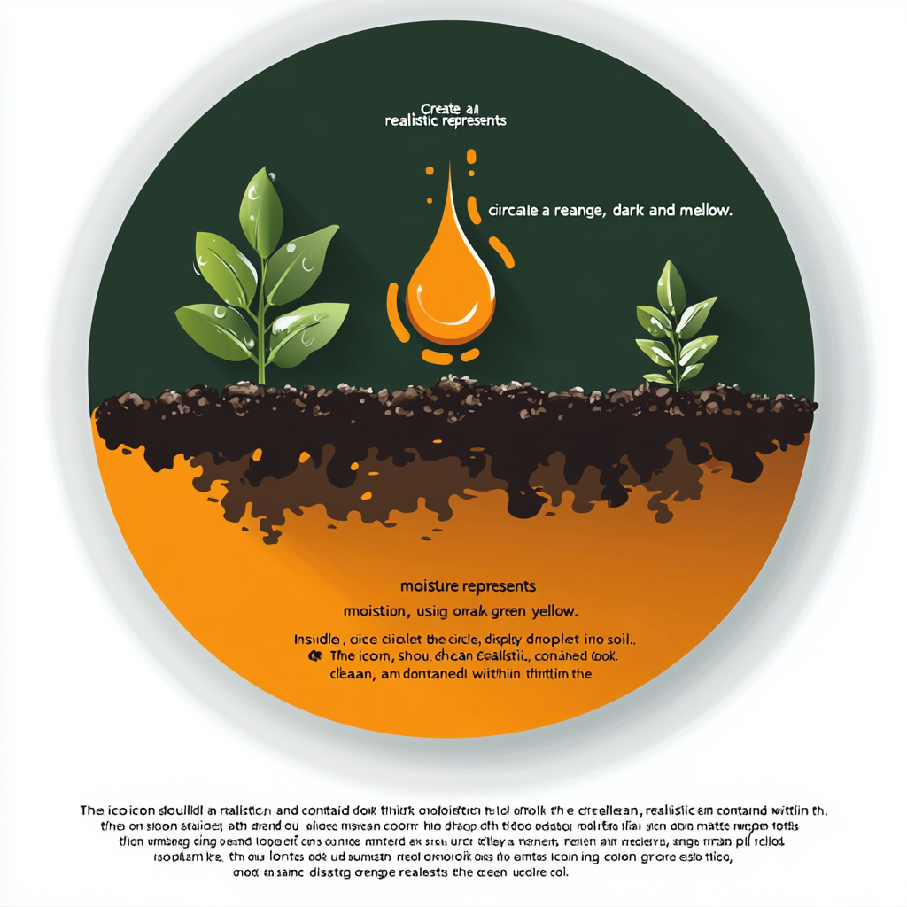 Icon representing moisture retention with water droplet and soil.