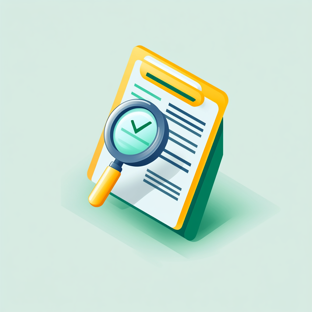 Icon symbolizing Quality Assurance environment with magnifying glass and checklist.