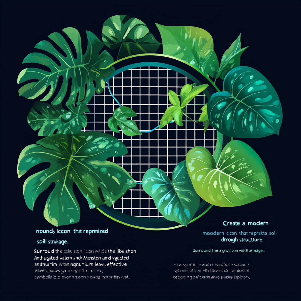 Icon symbolizing optimized drainage with water droplets and plants.