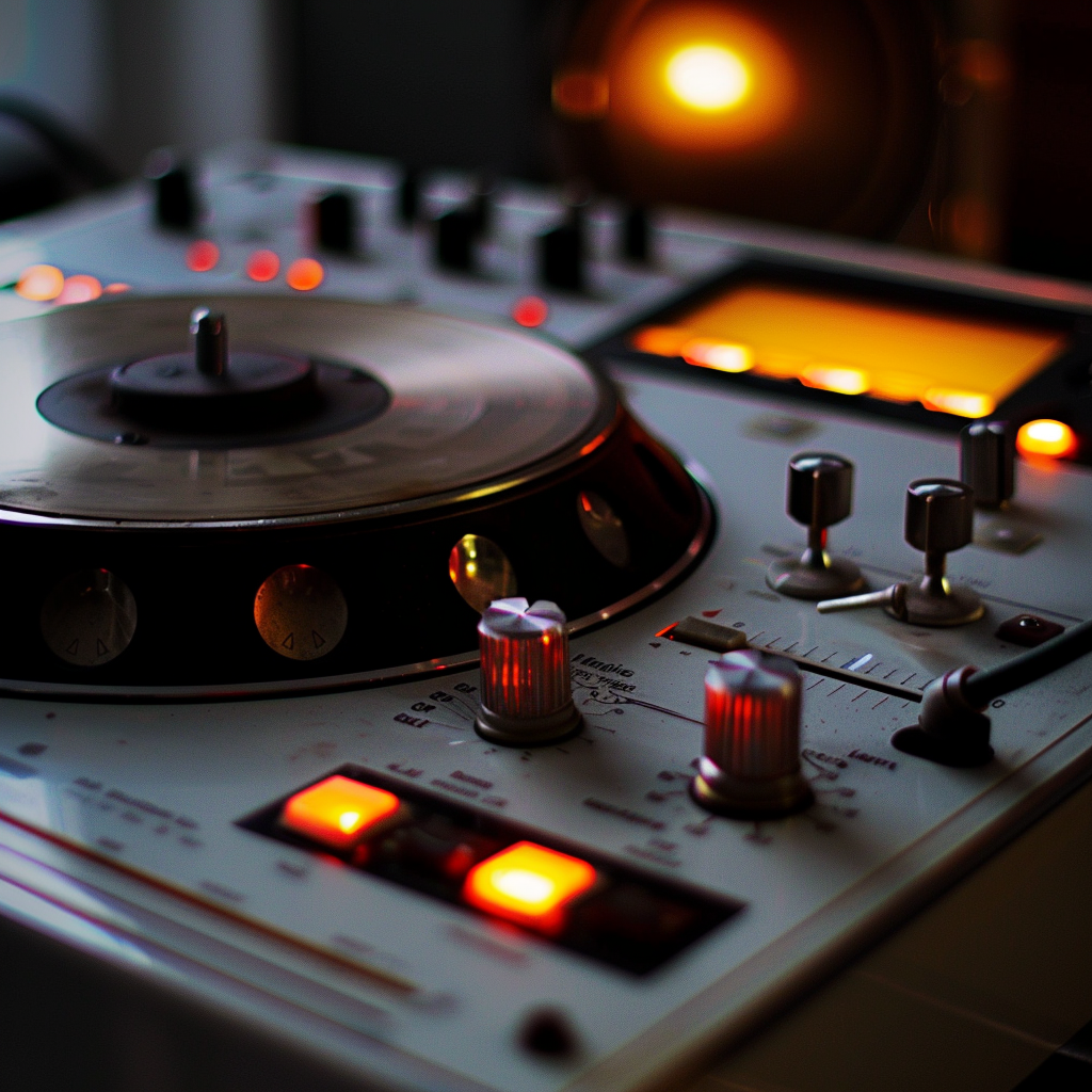 Iconic 70s Drum Machine on Black Background