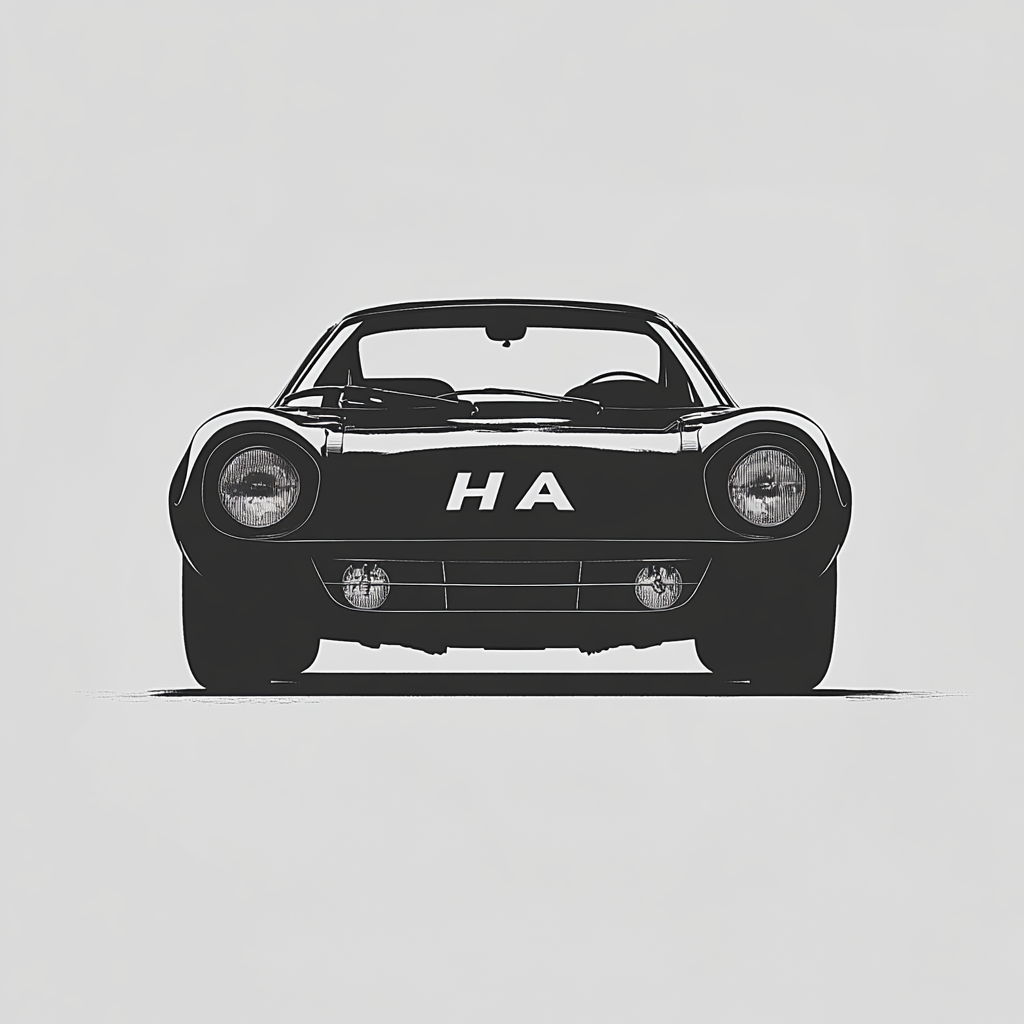 Iconic Ferrari Dino shape formed by typography word 'HA'