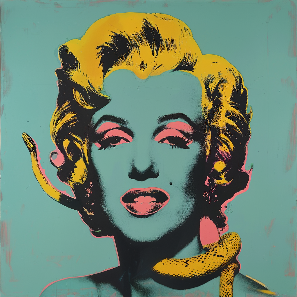 Iconic Marilyn Monroe Painting in Pastel Colors, Medusa Hair