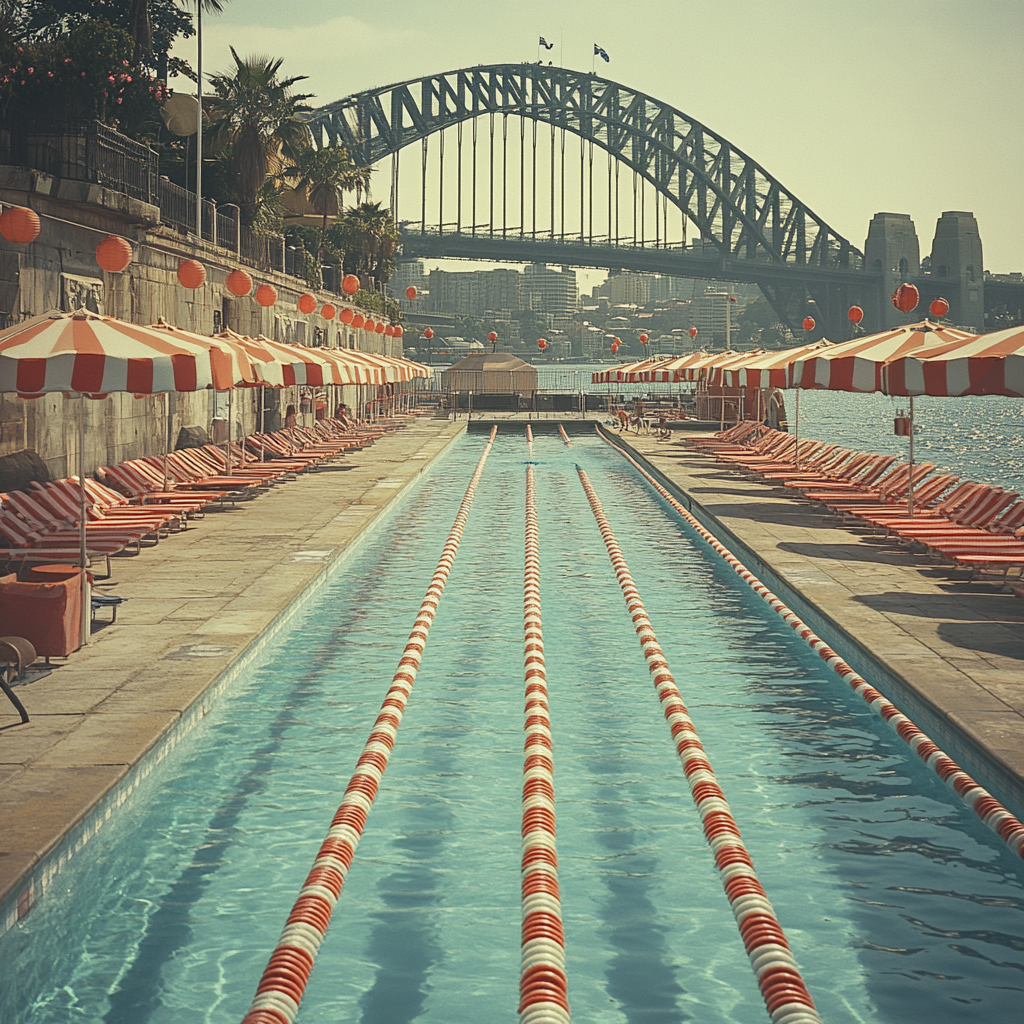 Iconic Sydney Harbour Bridge Pool with Sun Loungers