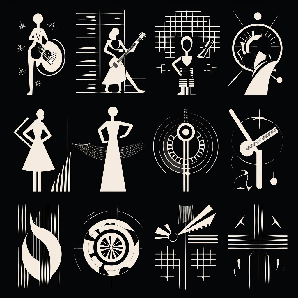 Icons show folk music celebration in modern style