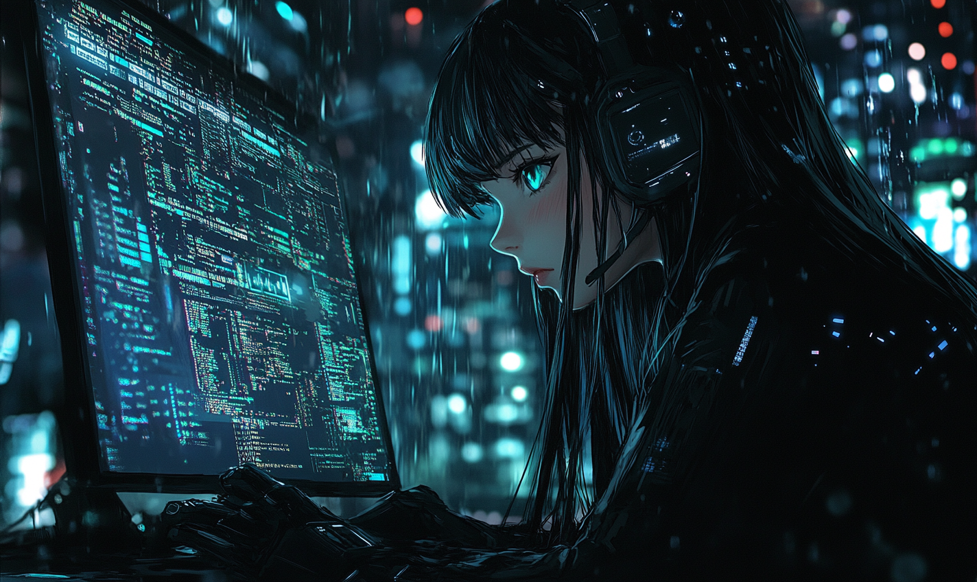 Illustration in anime style on cybersecurity for YouTube creators.