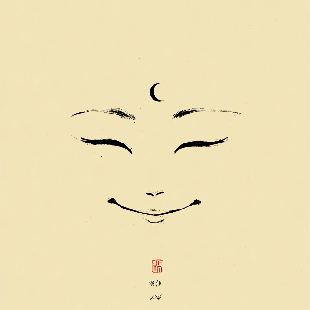 Illustration of a peaceful face in minimalistic style