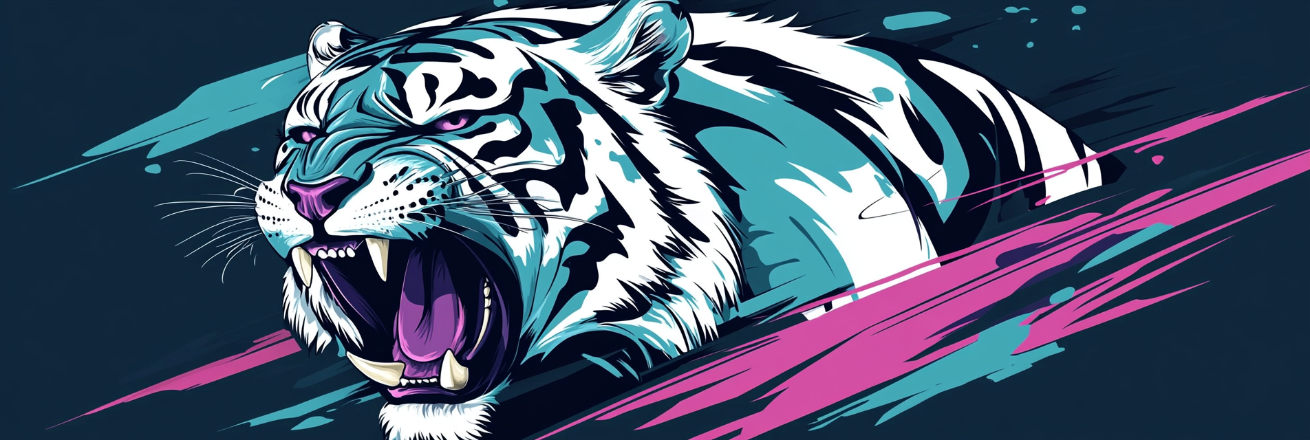 Illustration of angry tiger in modern graffiti style.