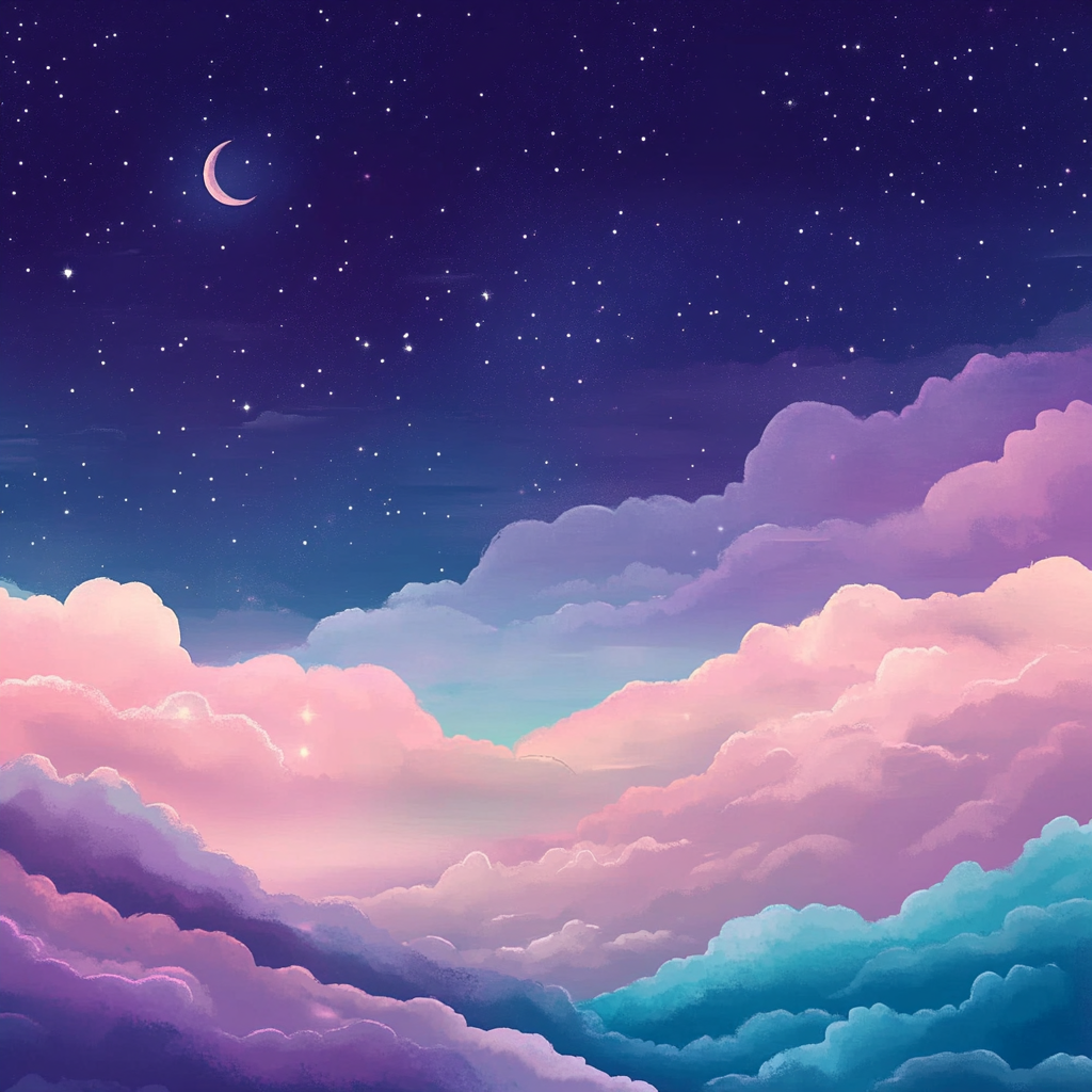 Illustration of spiritual design with pink, purple, blue gradient