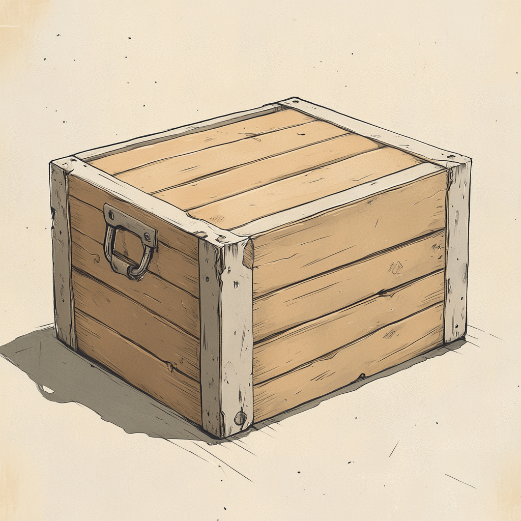 Illustration of wooden apple box used for film set