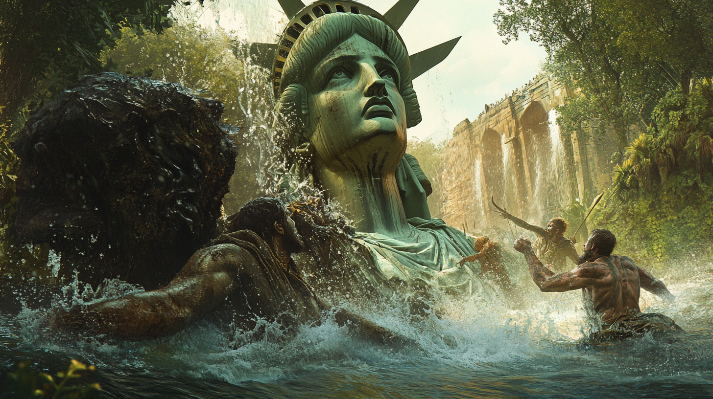 Image of Broken Statue of Liberty in detail.