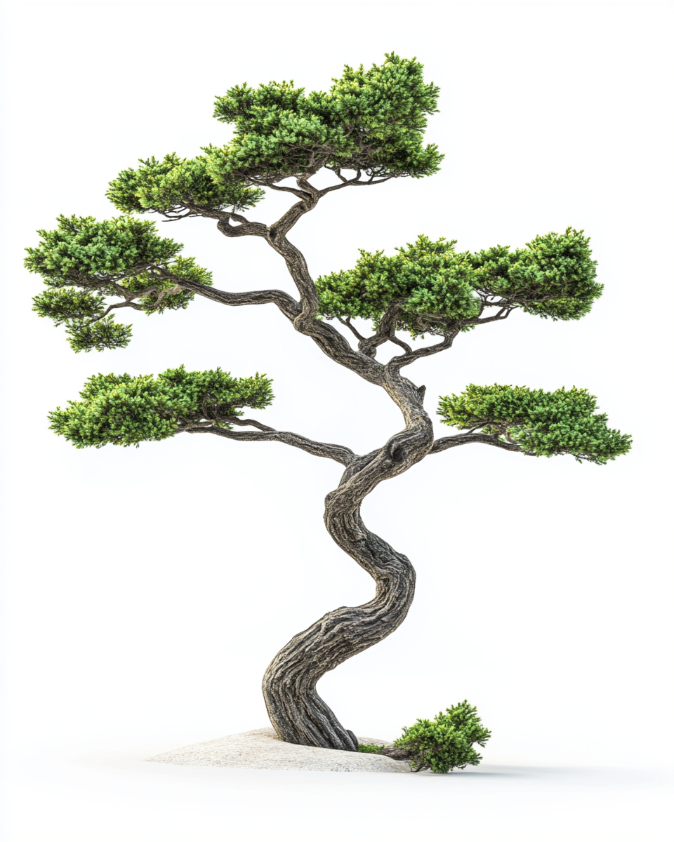 Image of Japanese style tree on white background.