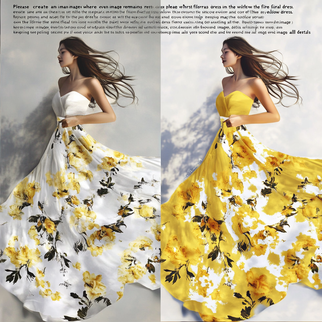 Image of White Floral Dress Changed to Yellow