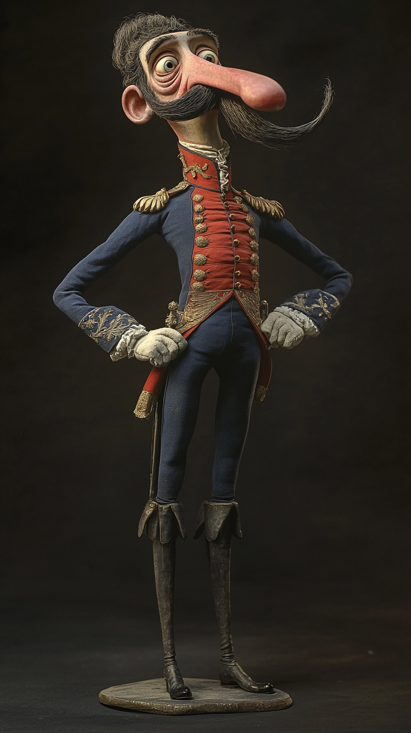 Image of tall man in ornate soldiers uniform.