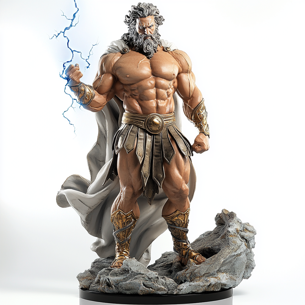 Majestic Zeus, King of Olympus, with thunderbolt