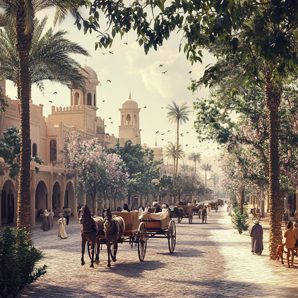 Imaginative 3D render of old Abu Dhabi city