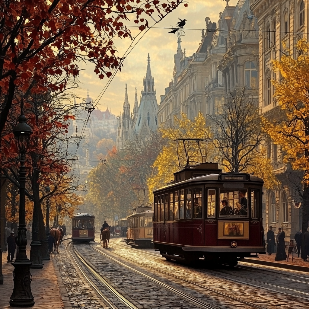 Imaginative photograph of old Budapeste city in 1900s.