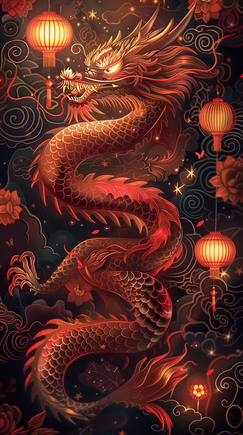 Immense Dragon in Chinese New Year Wallpaper Design